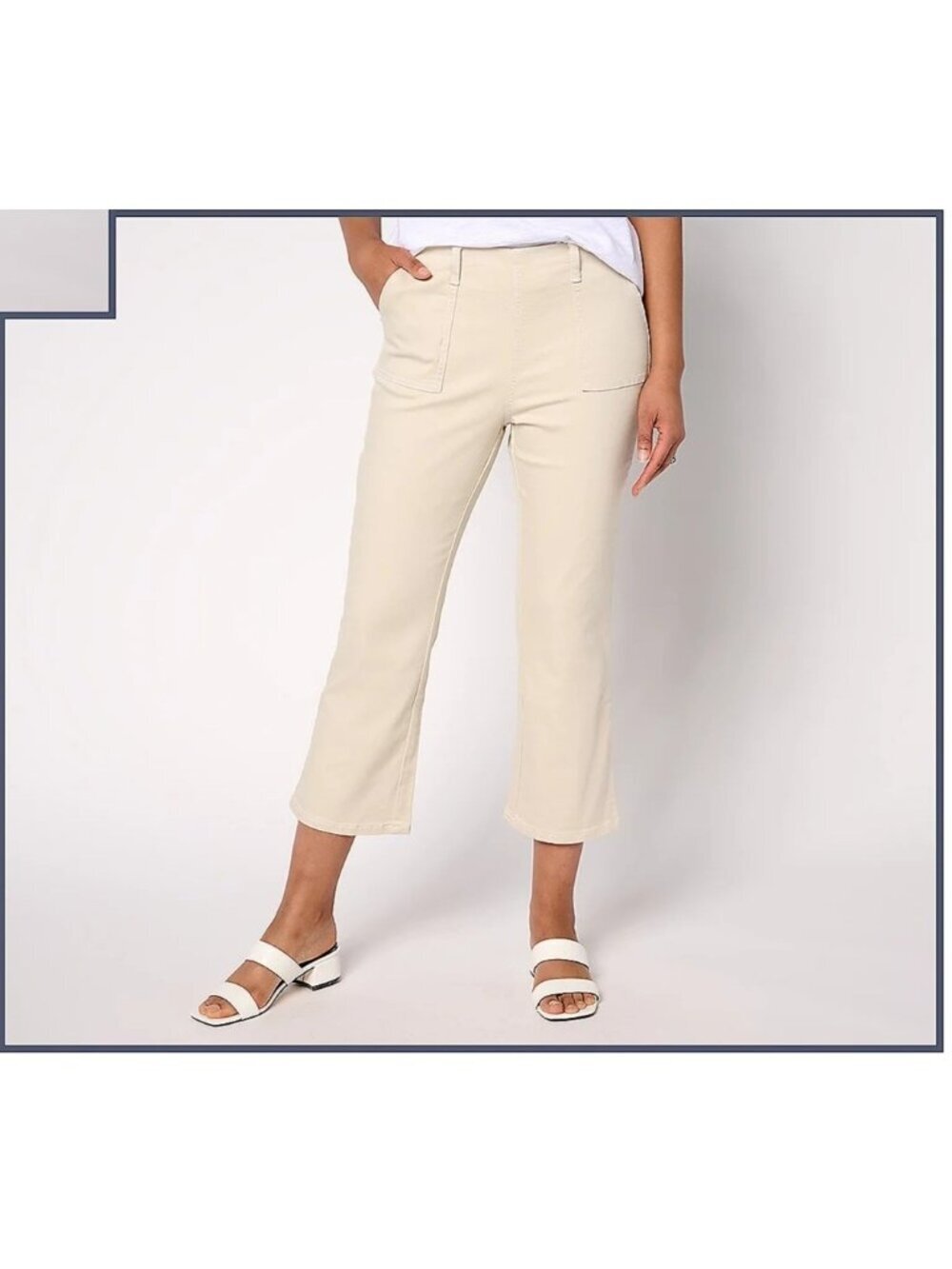 Belle By Kim Gravel Primabelle Twill Sailor Crop Jeans Size 16 Color Sand Bar